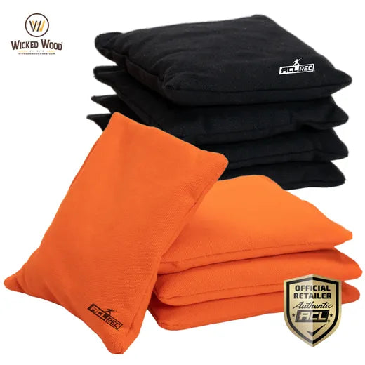 2x4 Cornhole Bags ACL REC - remplissage granulé - Orange/Noir Cornhole Bags Wicked Wood Games