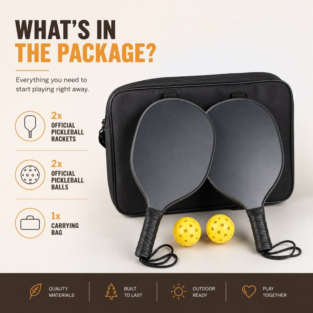 Premium Houten Pickleball Set - 2 Rackets, 2 Ballen & Draagtas - Wicked Wood Games Pickleball Wicked Wood Games