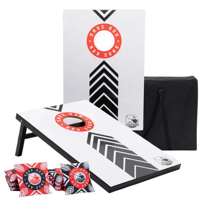 Ensemble complet de Cornhole 90x60 - Red Zone - 2x4 Sacs de Cornhole - Incl. Sac de transport