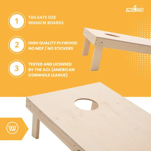 Set de cornhole - 90x60 - brut (non peint) - Wicked Wood Games Sets de cornhole Wicked Wood Games