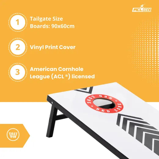 Complete Cornhole Set 90x60 - Red Zone - 2x4 Cornhole Zakjes - Incl Draagtas. Recreatieve Sets Wicked Wood Games